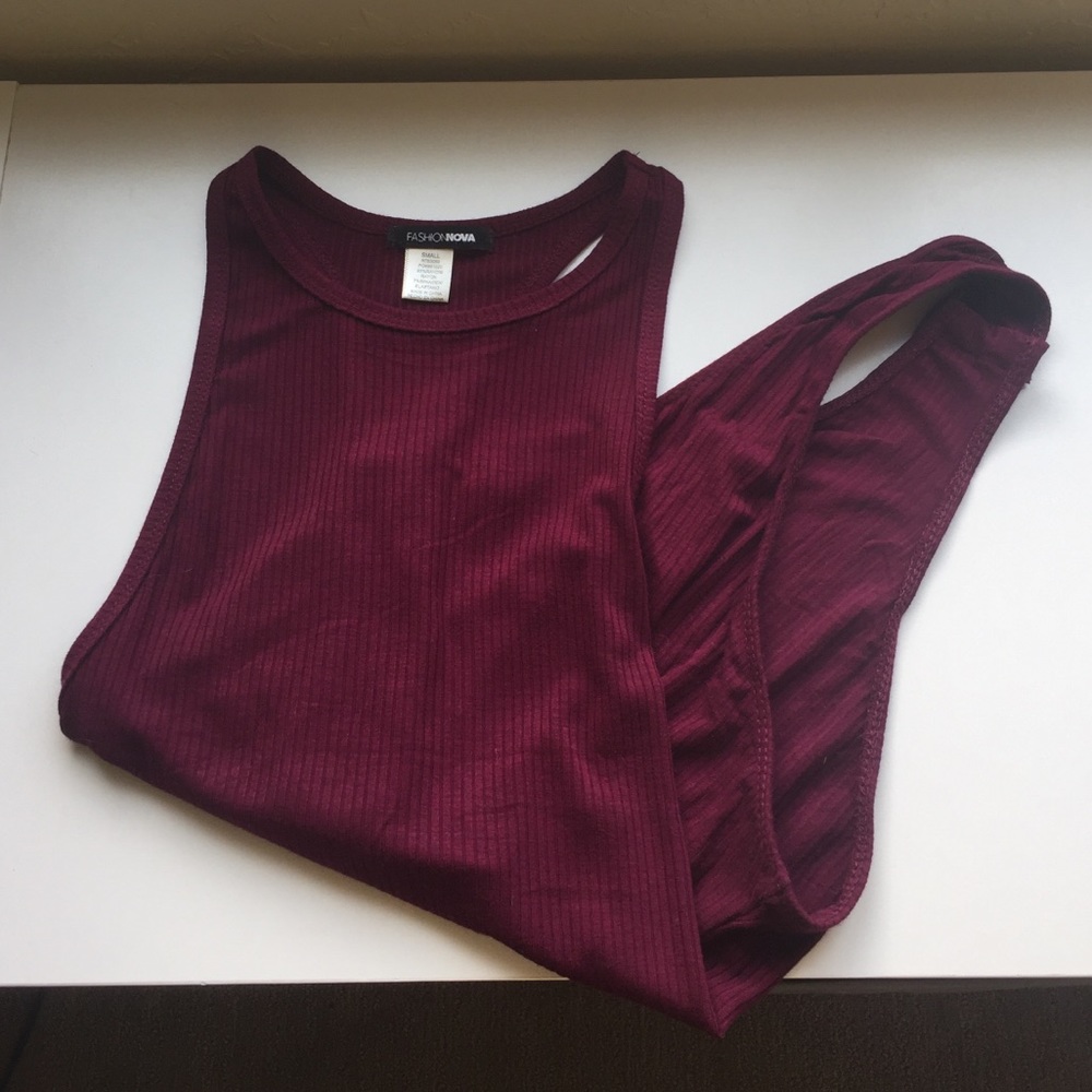 Burgundy Ribbed Bodysuit